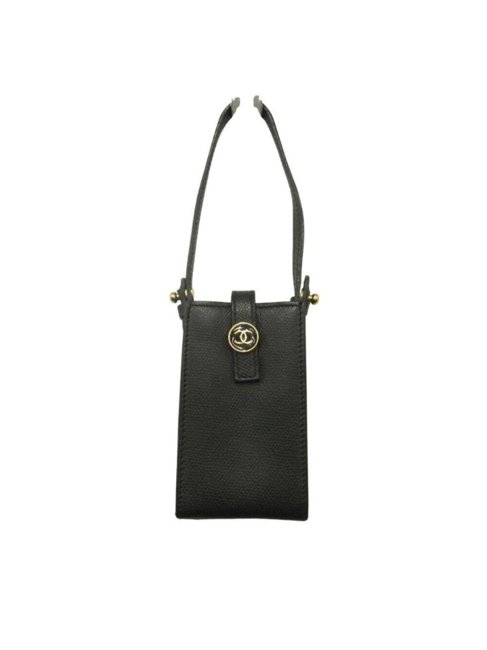 Chanel CC Logo Black Leather Pouch